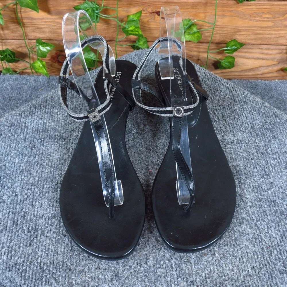 BCBGeneration BG-Jiggy Women Wedge Sandals Size 9.5 Summer Dressy Black Manmade